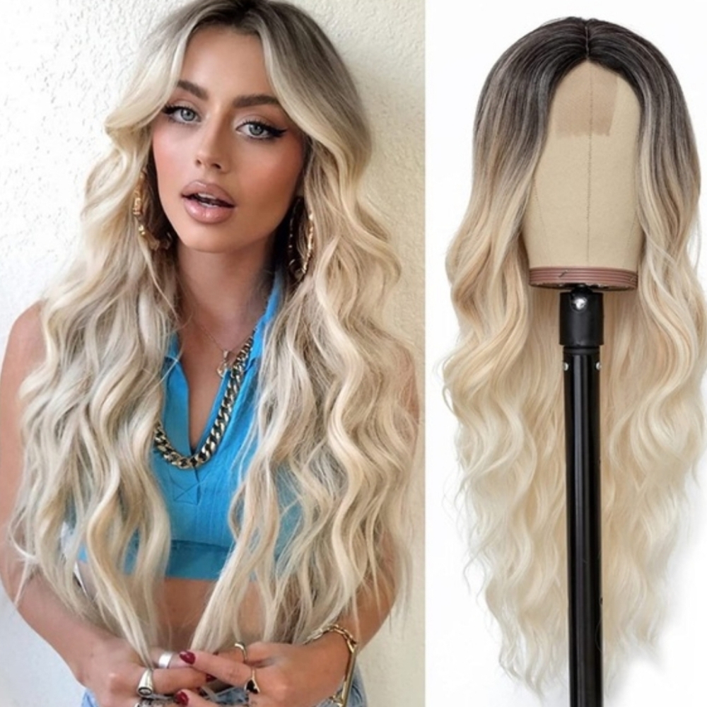 Customized Blonde ombre Balayage Curtain Bang Professionally Cut Layered Wig